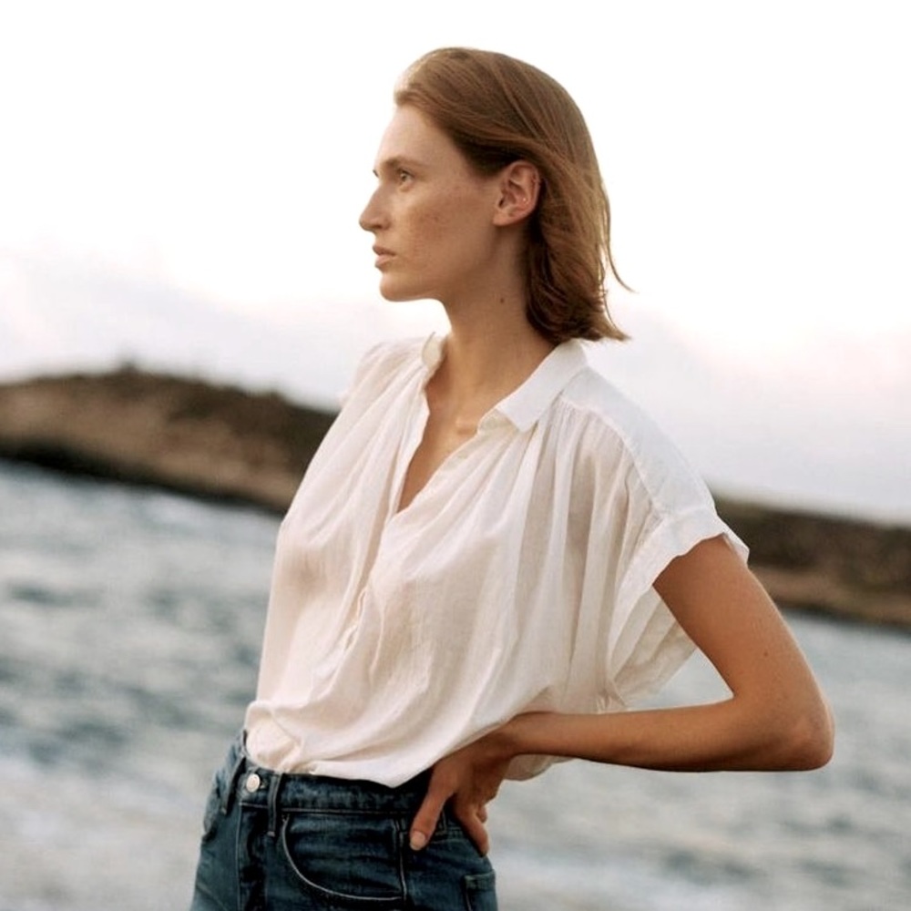 Nili Lotan The Normandy Blouse - size EXTRA SMALL, Ivory